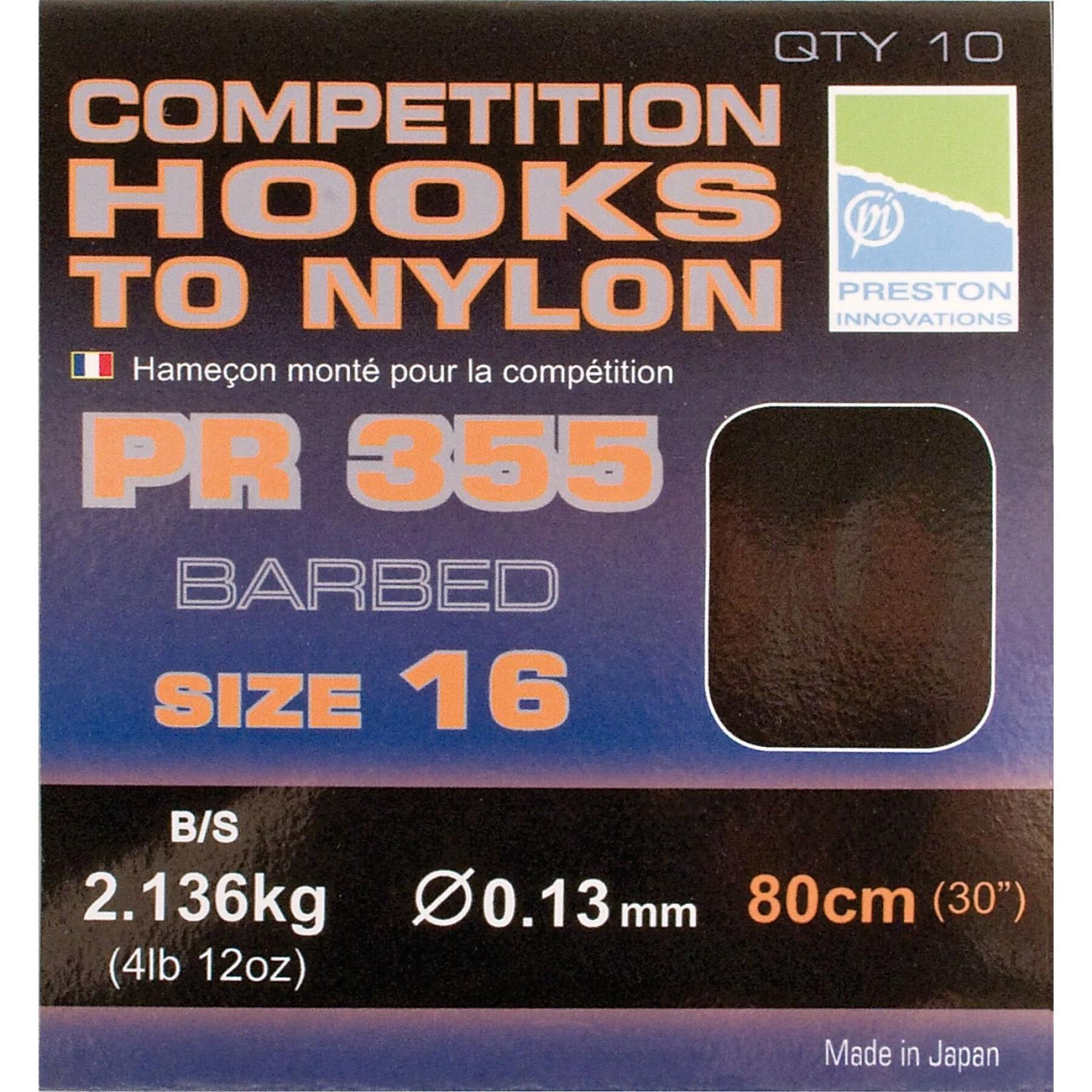 Haki montażowe Preston Competition 355 Hooks To Nylon Size 16